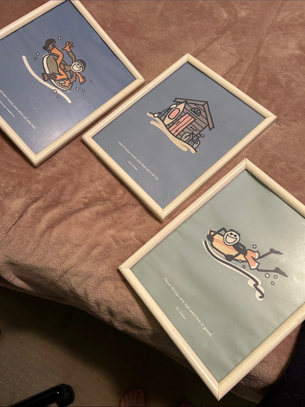 Coastal Illustration life is good Wall Art Trio in Pastel Blue & Green 9”x 11